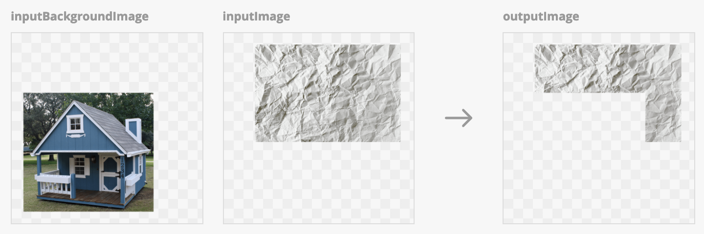 Example of applying the CISourceOutCompositing filter