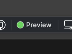 Image of the green circle indicating that automatic previewing in Xcode is enabled