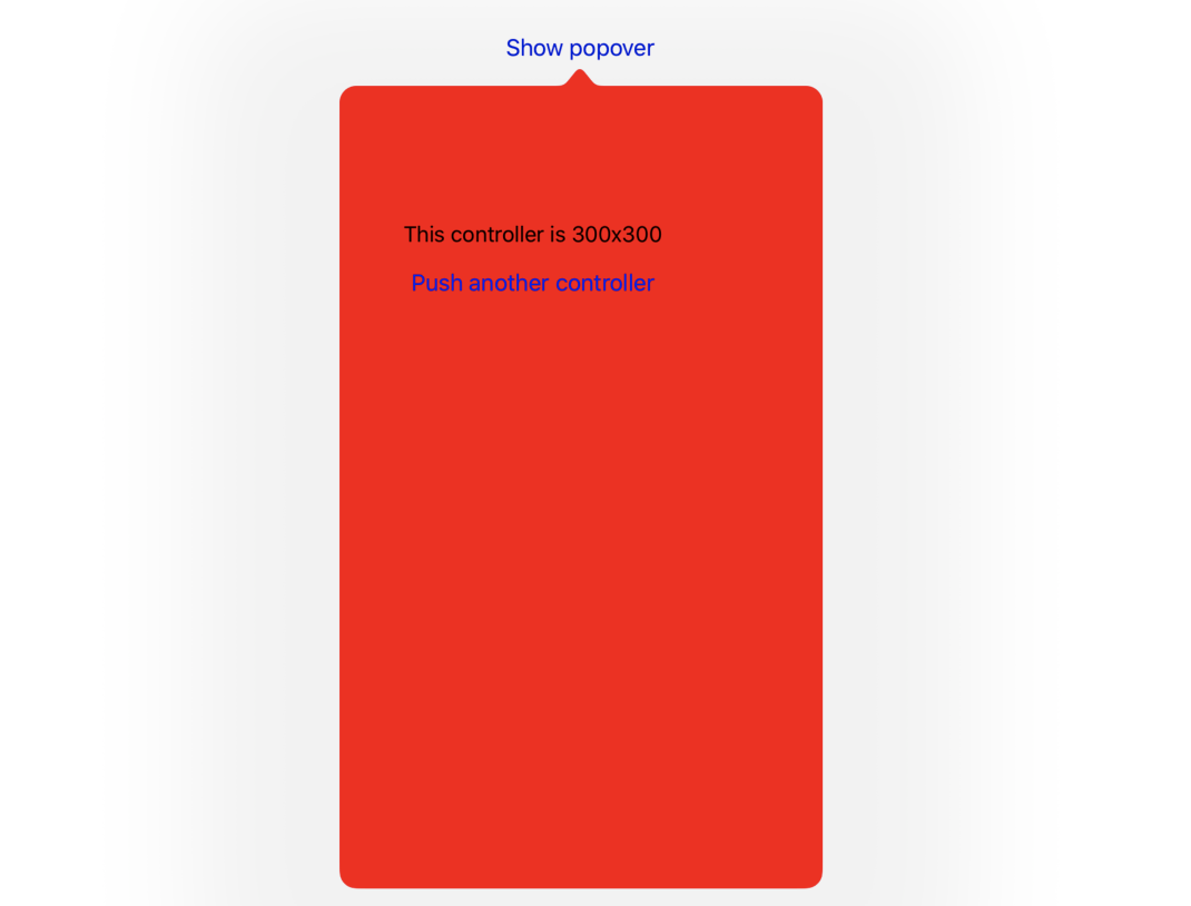 Red view controller displaying in a popover with the wrong height and width