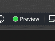 Image of the green circle indicating that automatic previewing in Xcode is enabled