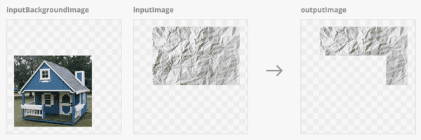 Example of applying the CISourceOutCompositing filter
