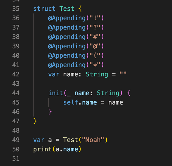 Screenshot of code showing 6 nested property wrappers